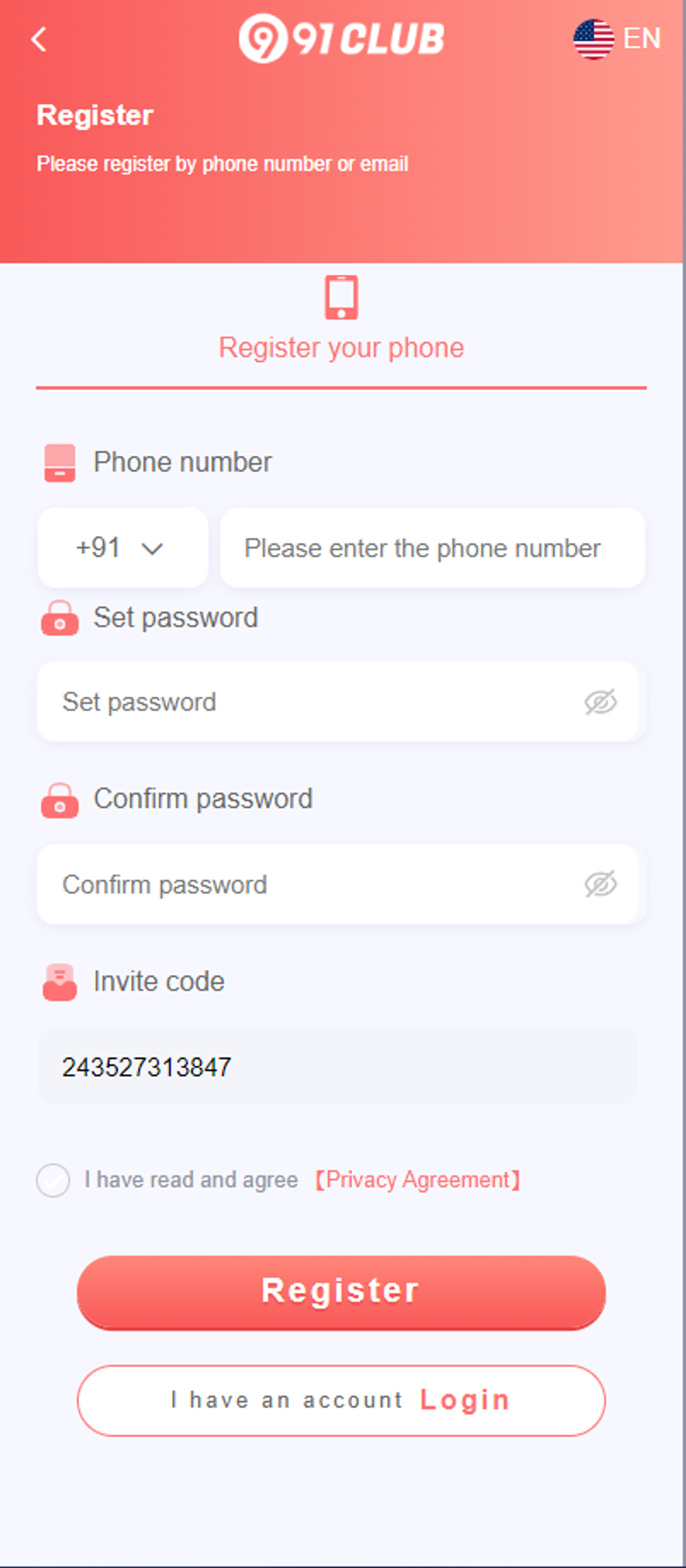 91 Club Registration